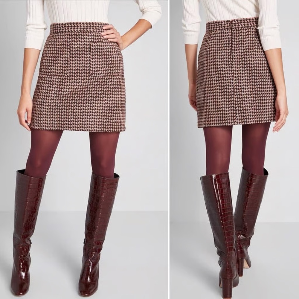 ModCloth Informed Ensemble Houndstooth Pencil Skirt